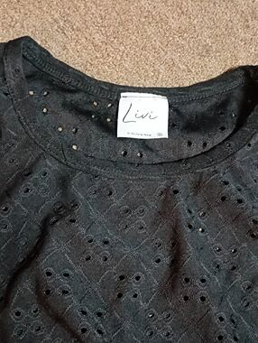 Livi by Olivia Rae Black Eyelet Knit Top
